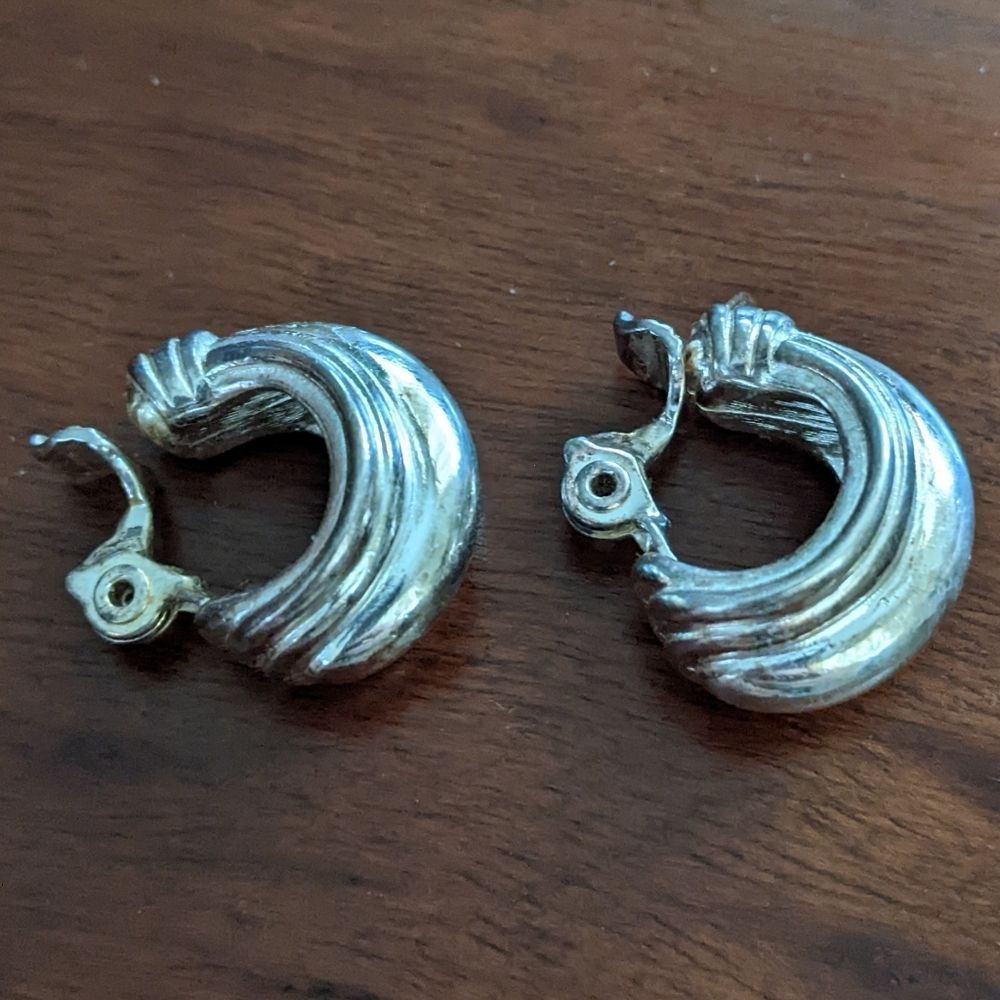 Monet Silver Earrings Clip On